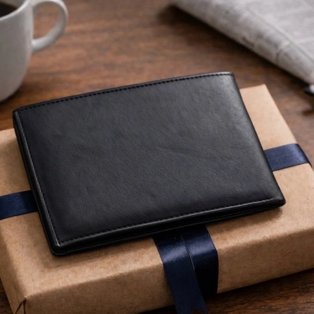 Hillman’s Black Top-Grain Leather Men’s Wallet New Unused Bifold Classic Style